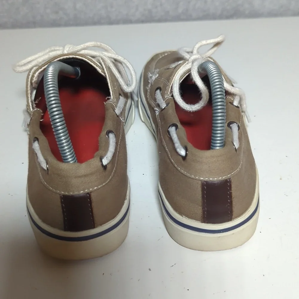 Gotcha Boat Shoes Mens's Sz 8 Tan Canvas Lace Up Casual Comfort Slip‎ On Loafers